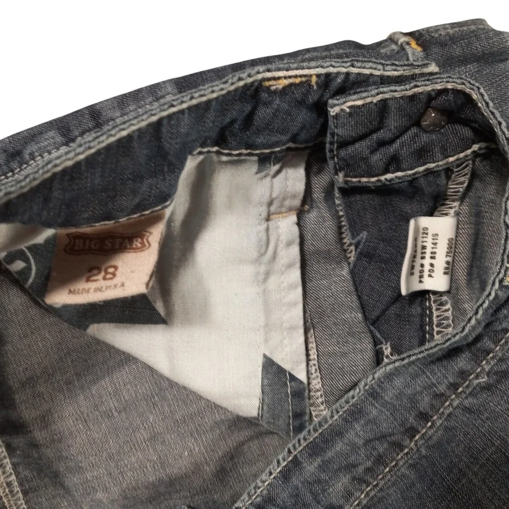 Big Star Womens Denim Shorts Size‎ 28 Medium Wash Cuffed Low Rise BSW1120 USA